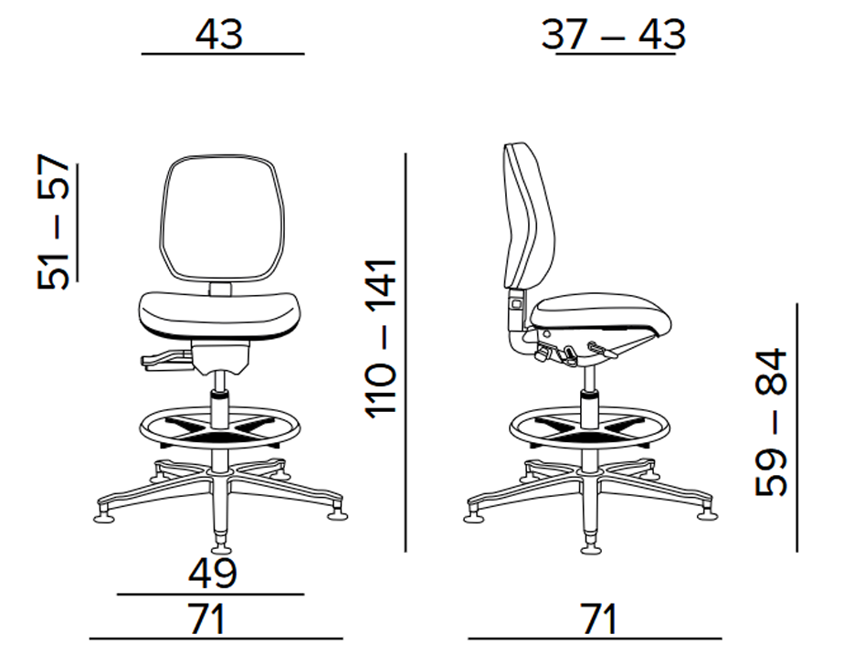 Krzesło laboratoryjne wysokie Tec classic