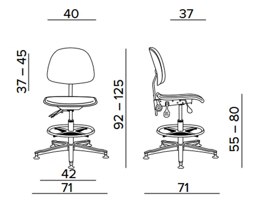Krzesło przemysłowe warsztatowe wysokie Tec basic