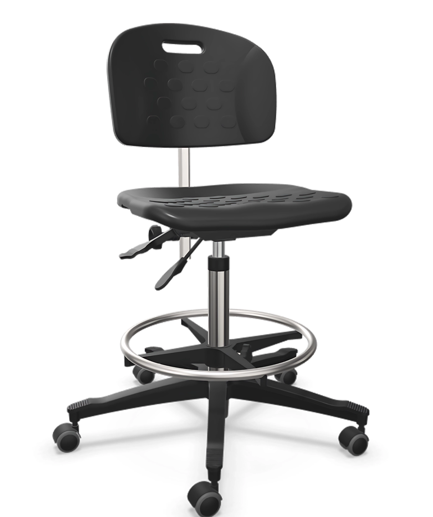 Krzesło przemysłowe warsztatowe wysokie Tec basic z pianką PU