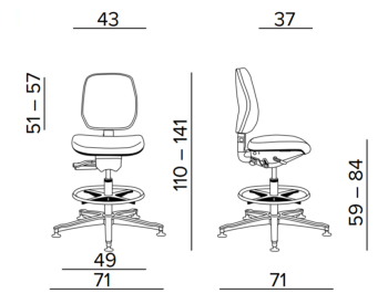 Krzesło do pomieszczeń ESD wysokie Tec classic