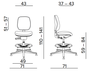 Krzesło laboratoryjne wysokie Tec classic