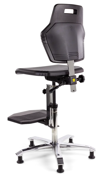 ESD cleanroom krzesło przemysłowe laboratoryjne cleanroom wysokie Score Pro4408 Line podnóżek składany