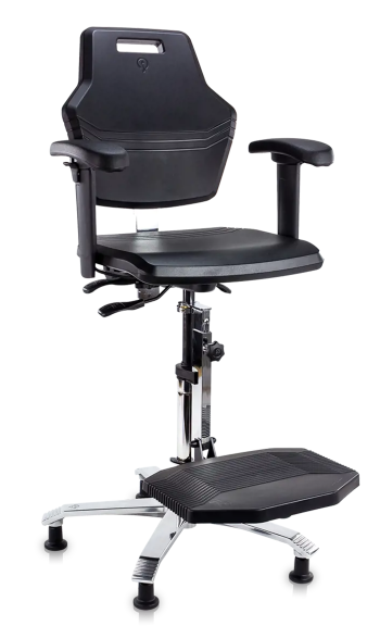 ESD cleanroom krzesło przemysłowe laboratoryjne cleanroom wysokie Score Pro4408 Line podnóżek składany