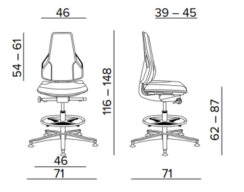 Krzesło do pomieszczeń ESD wysokie Tec identity