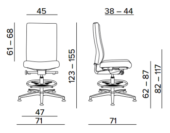 Krzesło laboratoryjne wysokie Tec Adjust z podnóżkiem
