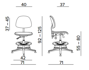 Krzesło przemysłowe warsztatowe wysokie Tec basic