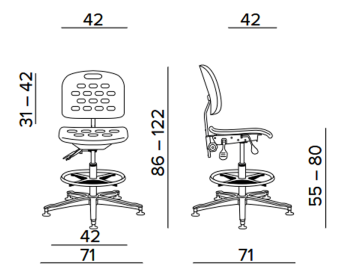 Krzesło przemysłowe warsztatowe wysokie Tec basic z pianką PU