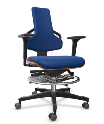 Krzesło przemysłowe, warsztatowe wysokie Tec profile z podnóżkiem