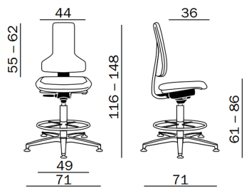 Krzesło wyoskie do pomieszczeń ESD Tec profile