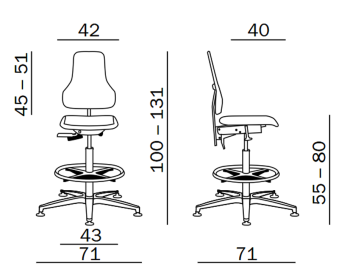 Krzesło wysokie przemysłowe, warsztatowe Tec profile XS
