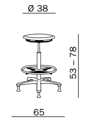 Wysoki taboret przemysłowy warsztatowy Tec basic z pianką PU