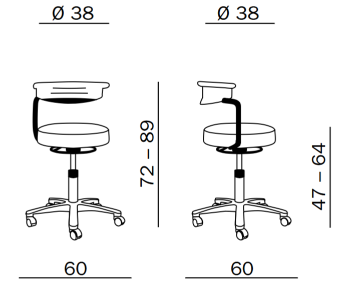 Taboret laboratoryjny Tec basic z miękkim siedziskiem