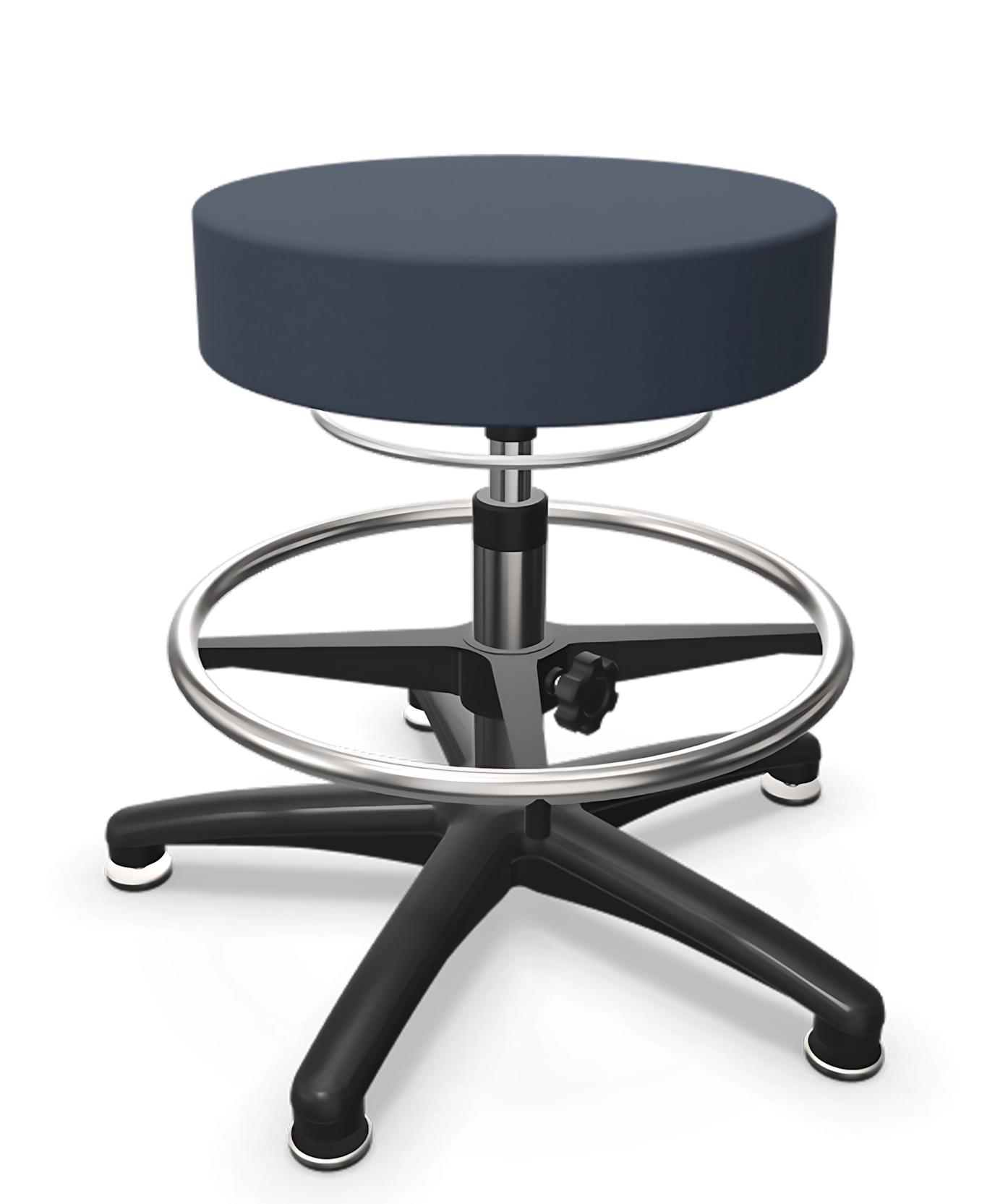 Taboret laboratoryjny wysoki Tec basic z miękkim siedziskiem