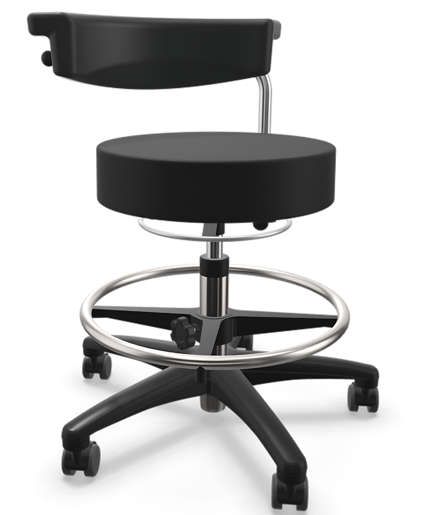 Taboret laboratoryjny wysoki Tec basic z miękkim siedziskiem
