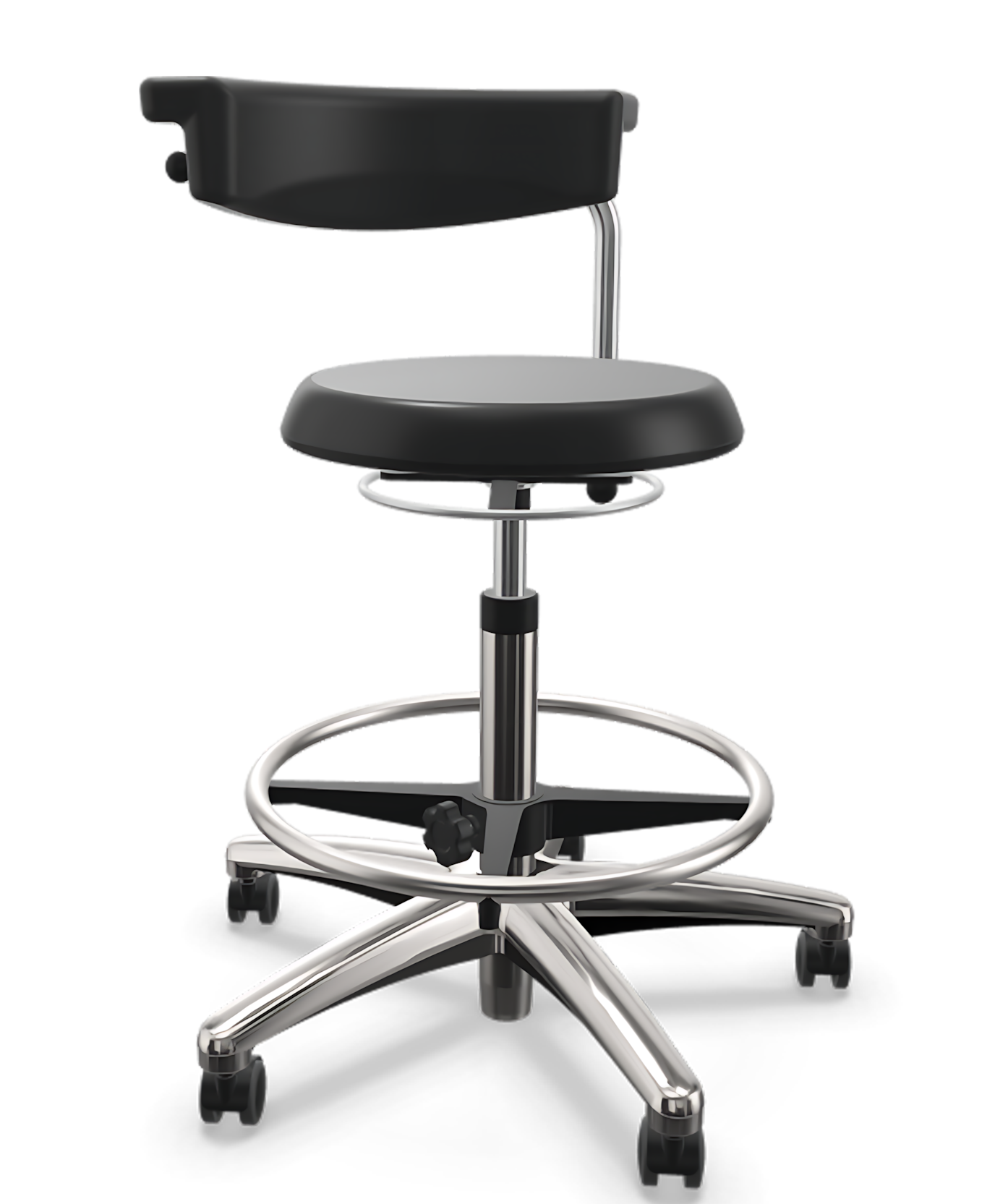 Wysoki taboret przemysłowy warsztatowy Tec basic z pianką PU