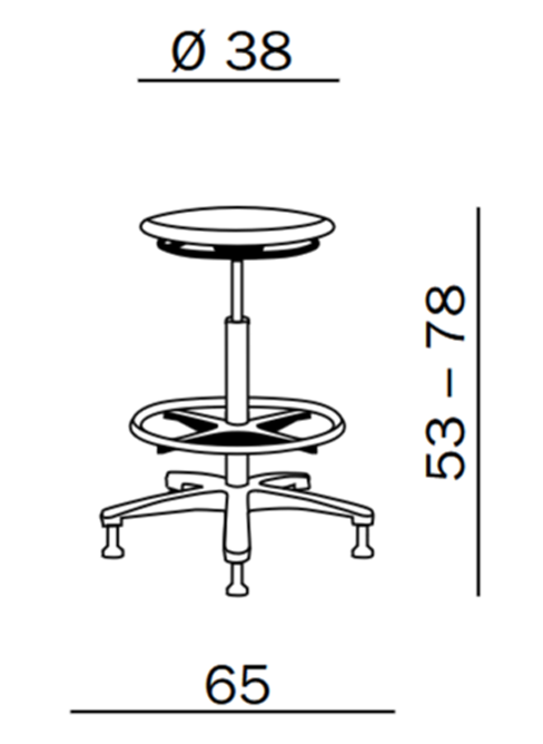 Wysoki taboret przemysłowy warsztatowy Tec basic z pianką PU